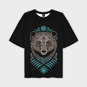 Мужская футболка oversize 3D с принтом Медведь   тотем с символом велеса в Санкт-Петербурге,  |  | 