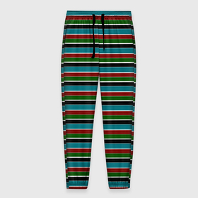 Мужские брюки 3D с принтом Полосатый красно зелёный в Кировске, 100% полиэстер | манжеты по низу, эластичный пояс регулируется шнурком, по бокам два кармана без застежек, внутренняя часть кармана из мелкой сетки | 
