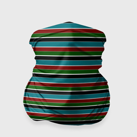 Бандана-труба 3D с принтом Полосатый красно зелёный в Кировске, 100% полиэстер, ткань с особыми свойствами — Activecool | плотность 150‒180 г/м2; хорошо тянется, но сохраняет форму | 