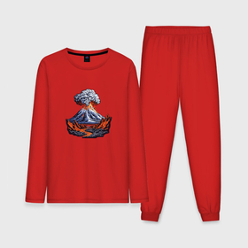 Мужская пижама с лонгсливом хлопок с принтом Извержение вулкана с лавой в Курске,  |  | 