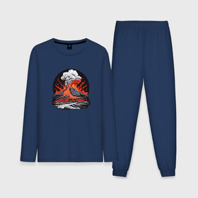 Мужская пижама с лонгсливом хлопок с принтом Красочное извержение вулкана ,  |  | Тематика изображения на принте: 