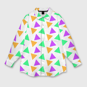 Мужская рубашка oversize 3D с принтом Яркие треугольники в Белгороде,  |  | 