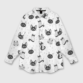 Мужская рубашка oversize 3D с принтом Черно белые магические котики   паттерн в Петрозаводске,  |  | 