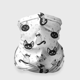 Бандана-труба 3D с принтом Черно белые магические котики   паттерн в Новосибирске, 100% полиэстер, ткань с особыми свойствами — Activecool | плотность 150‒180 г/м2; хорошо тянется, но сохраняет форму | 