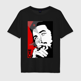 Мужская футболка хлопок Oversize с принтом Эрнесто Че   Гевара в Екатеринбурге, 100% хлопок | свободный крой, круглый ворот, “спинка” длиннее передней части | 