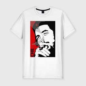 Мужская футболка хлопок Slim с принтом Эрнесто Че   Гевара в Екатеринбурге, 92% хлопок, 8% лайкра | приталенный силуэт, круглый вырез ворота, длина до линии бедра, короткий рукав | Тематика изображения на принте: 