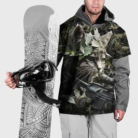 Накидка на куртку 3D с принтом Кот снайпер в камуфляже в Санкт-Петербурге, 100% полиэстер |  | 