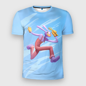Мужская футболка 3D Slim с принтом Бегущий Джакс в Петрозаводске, 100% полиэстер с улучшенными характеристиками | приталенный силуэт, круглая горловина, широкие плечи, сужается к линии бедра | Тематика изображения на принте: 