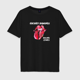 Мужская футболка хлопок Oversize с принтом The Rolling Stones   Diamonds tongue в Санкт-Петербурге, 100% хлопок | свободный крой, круглый ворот, “спинка” длиннее передней части | 