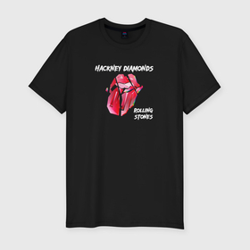 Мужская футболка хлопок Slim с принтом The Rolling Stones   Diamonds tongue в Петрозаводске, 92% хлопок, 8% лайкра | приталенный силуэт, круглый вырез ворота, длина до линии бедра, короткий рукав | Тематика изображения на принте: 