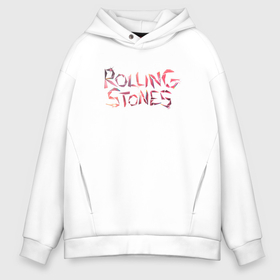 Мужское худи Oversize хлопок с принтом The Rolling Stones   logo в Петрозаводске, френч-терри — 70% хлопок, 30% полиэстер. Мягкий теплый начес внутри —100% хлопок | боковые карманы, эластичные манжеты и нижняя кромка, капюшон на магнитной кнопке | 