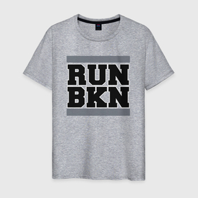 Мужская футболка хлопок с принтом Run Brooklyn в Тюмени, 100% хлопок | прямой крой, круглый вырез горловины, длина до линии бедер, слегка спущенное плечо. | Тематика изображения на принте: 