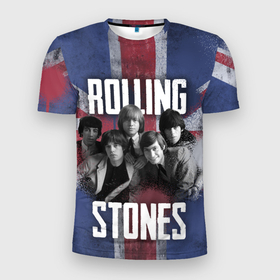 Мужская футболка 3D Slim с принтом Rolling Stones   Great britain , 100% полиэстер с улучшенными характеристиками | приталенный силуэт, круглая горловина, широкие плечи, сужается к линии бедра | 
