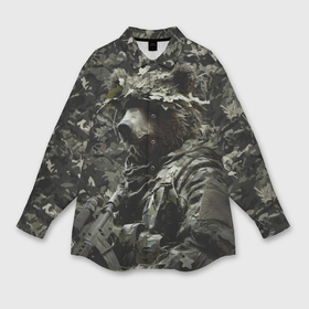 Мужская рубашка oversize 3D с принтом Медведь воин спецназа в Екатеринбурге,  |  | Тематика изображения на принте: 