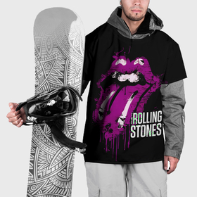 Накидка на куртку 3D с принтом The Rolling Stones   lips в Екатеринбурге, 100% полиэстер |  | 