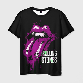 Мужская футболка 3D с принтом The Rolling Stones   lips в Екатеринбурге, 100% полиэфир | прямой крой, круглый вырез горловины, длина до линии бедер | Тематика изображения на принте: 