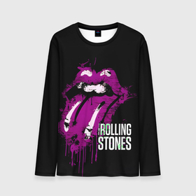 Мужской лонгслив 3D с принтом The Rolling Stones   lips в Екатеринбурге, 100% полиэстер | длинные рукава, круглый вырез горловины, полуприлегающий силуэт | Тематика изображения на принте: 