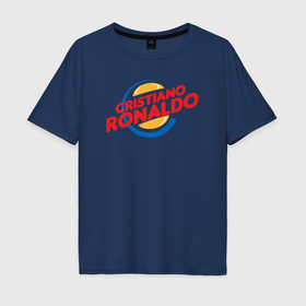 Мужская футболка хлопок Oversize с принтом Ronaldo burger в Курске, 100% хлопок | свободный крой, круглый ворот, “спинка” длиннее передней части | 