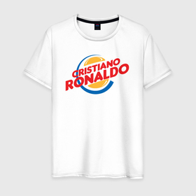 Мужская футболка хлопок с принтом Ronaldo burger в Санкт-Петербурге, 100% хлопок | прямой крой, круглый вырез горловины, длина до линии бедер, слегка спущенное плечо. | 