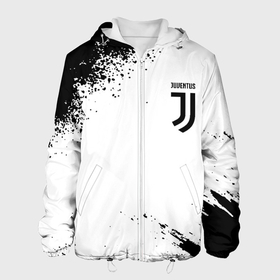 Мужская куртка 3D с принтом Juventus sport color black в Курске, ткань верха — 100% полиэстер, подклад — флис | прямой крой, подол и капюшон оформлены резинкой с фиксаторами, два кармана без застежек по бокам, один большой потайной карман на груди. Карман на груди застегивается на липучку | 