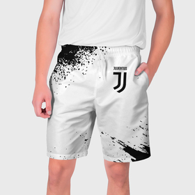 Мужские шорты 3D с принтом Juventus sport color black в Курске,  полиэстер 100% | прямой крой, два кармана без застежек по бокам. Мягкая трикотажная резинка на поясе, внутри которой широкие завязки. Длина чуть выше колен | 