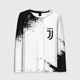Женский лонгслив 3D с принтом Juventus sport color black в Курске, 100% полиэстер | длинные рукава, круглый вырез горловины, полуприлегающий силуэт | 