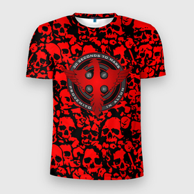 Мужская футболка 3D Slim с принтом Thirty Seconds to Mars skull pattern в Санкт-Петербурге, 100% полиэстер с улучшенными характеристиками | приталенный силуэт, круглая горловина, широкие плечи, сужается к линии бедра | Тематика изображения на принте: 
