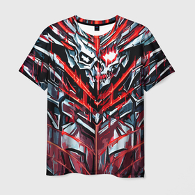 Мужская футболка 3D с принтом Злой адский скелет красный в Ухте, 100% полиэфир | прямой крой, круглый вырез горловины, длина до линии бедер | Тематика изображения на принте: 