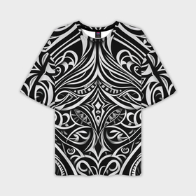 Мужская футболка oversize 3D с принтом Чёрно белые узоры в Курске,  |  | 