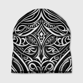 Шапка 3D с принтом Чёрно белые узоры в Курске, 100% полиэстер | универсальный размер, печать по всей поверхности изделия | 