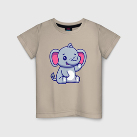 Детская футболка хлопок с принтом Подмигивающий слоник в Белгороде, 100% хлопок | круглый вырез горловины, полуприлегающий силуэт, длина до линии бедер | Тематика изображения на принте: 