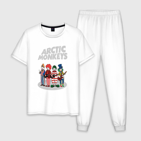 Мужская пижама хлопок с принтом Arctic Monkeys clowns в Петрозаводске, 100% хлопок | брюки и футболка прямого кроя, без карманов, на брюках мягкая резинка на поясе и по низу штанин
 | 