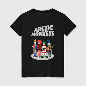 Женская футболка хлопок с принтом Arctic Monkeys clowns , 100% хлопок | прямой крой, круглый вырез горловины, длина до линии бедер, слегка спущенное плечо | 