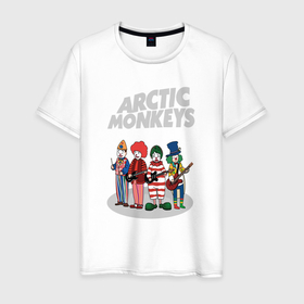 Мужская футболка хлопок с принтом Arctic Monkeys clowns в Курске, 100% хлопок | прямой крой, круглый вырез горловины, длина до линии бедер, слегка спущенное плечо. | 