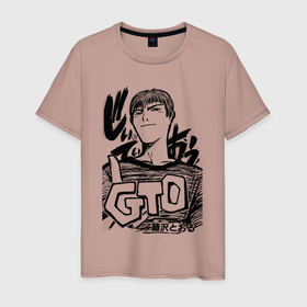 Мужская футболка хлопок с принтом Эйкити Онидзука   GTO в Кировске, 100% хлопок | прямой крой, круглый вырез горловины, длина до линии бедер, слегка спущенное плечо. | 