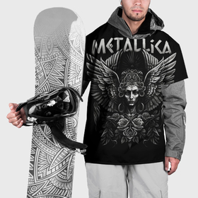 Накидка на куртку 3D с принтом Металлика на фоне ангела в Новосибирске, 100% полиэстер |  | Тематика изображения на принте: 