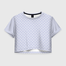 Женская футболка Crop-top 3D с принтом Бело сиреневый звёздочки , 100% полиэстер | круглая горловина, длина футболки до линии талии, рукава с отворотами | 