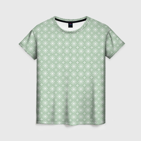 Женская футболка 3D с принтом Светло зелёный узоры в Петрозаводске, 100% полиэфир ( синтетическое хлопкоподобное полотно) | прямой крой, круглый вырез горловины, длина до линии бедер | 