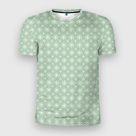 Мужская футболка 3D Slim с принтом Светло зелёный узоры в Петрозаводске, 100% полиэстер с улучшенными характеристиками | приталенный силуэт, круглая горловина, широкие плечи, сужается к линии бедра | Тематика изображения на принте: 