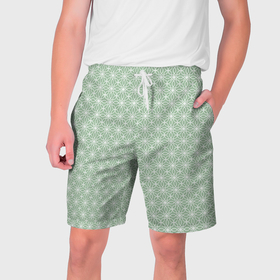 Мужские шорты 3D с принтом Светло зелёный узоры в Белгороде,  полиэстер 100% | прямой крой, два кармана без застежек по бокам. Мягкая трикотажная резинка на поясе, внутри которой широкие завязки. Длина чуть выше колен | 