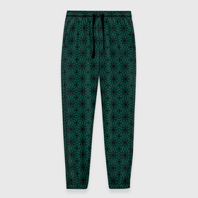 Мужские брюки 3D с принтом Изысканный зелёный с узором в Тюмени, 100% полиэстер | манжеты по низу, эластичный пояс регулируется шнурком, по бокам два кармана без застежек, внутренняя часть кармана из мелкой сетки | 