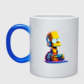 Кружка хамелеон с принтом Bart is an avid gamer в Тюмени, керамика | меняет цвет при нагревании, емкость 330 мл | Тематика изображения на принте: 