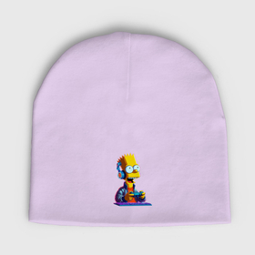 Мужская шапка демисезонная с принтом Bart is an avid gamer в Тюмени,  |  | Тематика изображения на принте: 