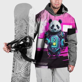 Накидка на куртку 3D с принтом Funny panda   cyberpunk в Санкт-Петербурге, 100% полиэстер |  | 