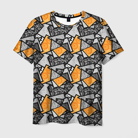 Мужская футболка 3D с принтом Colored shards в Екатеринбурге, 100% полиэфир | прямой крой, круглый вырез горловины, длина до линии бедер | 