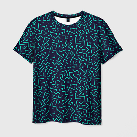 Мужская футболка 3D с принтом Neon stripes в Белгороде, 100% полиэфир | прямой крой, круглый вырез горловины, длина до линии бедер | 