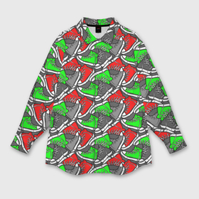 Мужская рубашка oversize 3D с принтом Цветные кеды в Екатеринбурге,  |  | Тематика изображения на принте: 