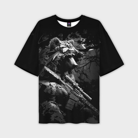 Мужская футболка oversize 3D с принтом Медведь ночной снайпер в Кировске,  |  | 