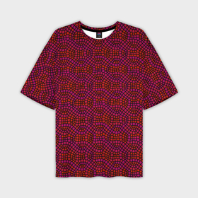 Мужская футболка oversize 3D с принтом Витражный паттерн оттенков красного в Тюмени,  |  | 