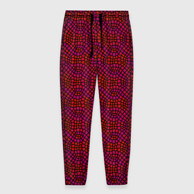 Мужские брюки 3D с принтом Витражный паттерн оттенков красного в Тюмени, 100% полиэстер | манжеты по низу, эластичный пояс регулируется шнурком, по бокам два кармана без застежек, внутренняя часть кармана из мелкой сетки | 